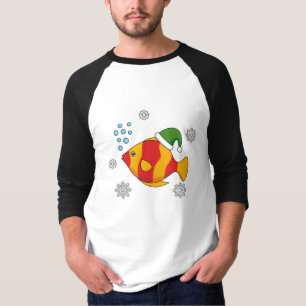 Camiseta Cartoon de Peixes Tropicais do Xmas sobre Padrão d