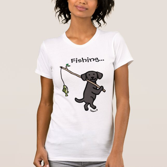Camiseta Cartoon de Pesca Black Labrador (Frente)