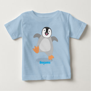 Camiseta Cartoon de pinguim-imperador filhote fofo e feliz