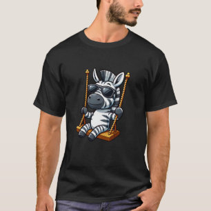 Camiseta Cartoon de playground de balanço de zebra