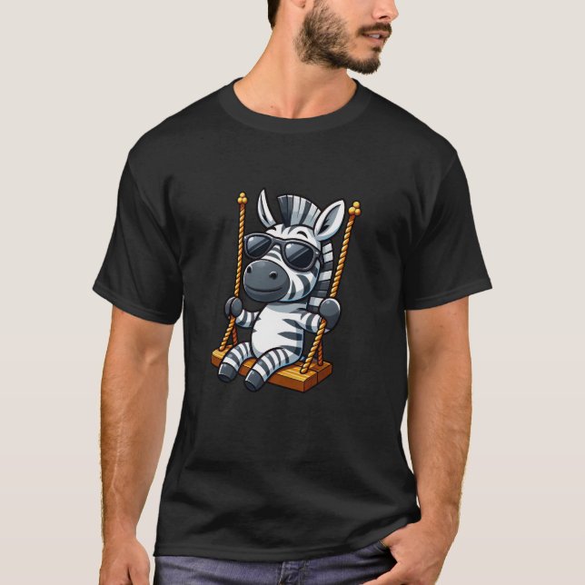Camiseta Cartoon de playground de balanço de zebra (Frente)