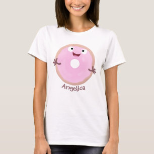Camiseta Cartoon de rosquinha rosa-claro e bonito