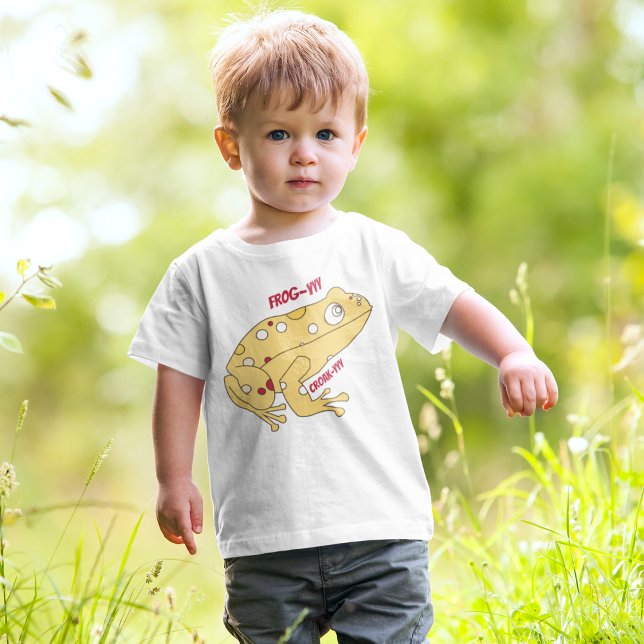 Camiseta Cartoon de Sapo amarelo (cute yellow frog toddler baby t-shirt.)