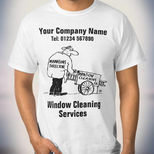 Camiseta Cartoon de Serviços de Limpeza de Janelas