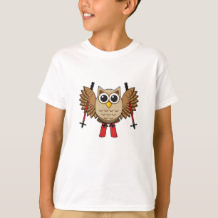 Camiseta Cartoon de Skiing Coruja
