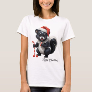 Camiseta Cartoon de Skunk de Natal bonito