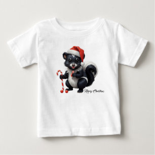 Camiseta Cartoon de Skunk de Natal bonito
