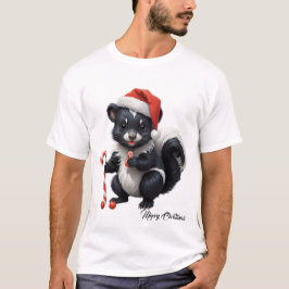 Camiseta Cartoon de Skunk de Natal bonito