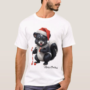 Camiseta Cartoon de Skunk de Natal bonito
