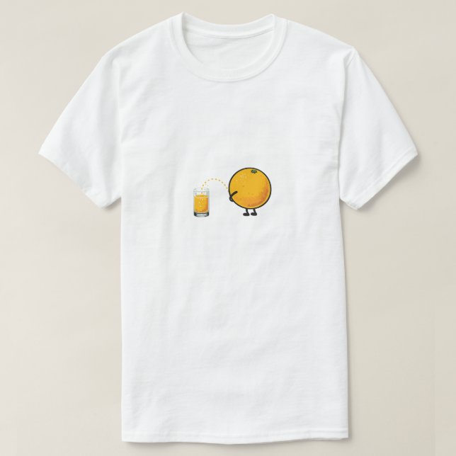 Camiseta Cartoon de Suco de Laranja Engraçado (Frente do Design)