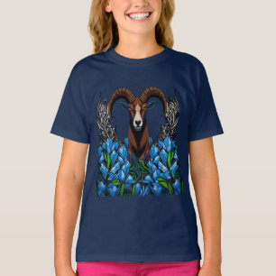 Camiseta Cartoon de um carneiro selvagem com o azul Colorad
