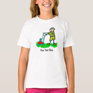 Camiseta Cartoon Desenho Homem Movendo Grama