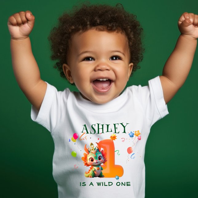 Camiseta Cartoon Dinossaur Chinês Dragão primeiro aniversar (Criador carregado)