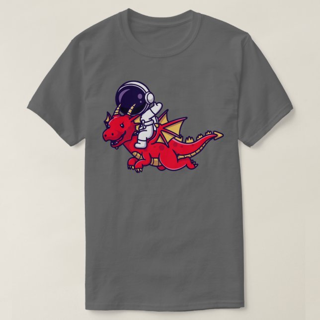 Camiseta Cartoon do Dragão do Astronauta (Frente do Design)