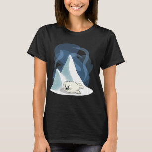 Camiseta Cartoon Doce Harp Seal e Urso Polar Amigável