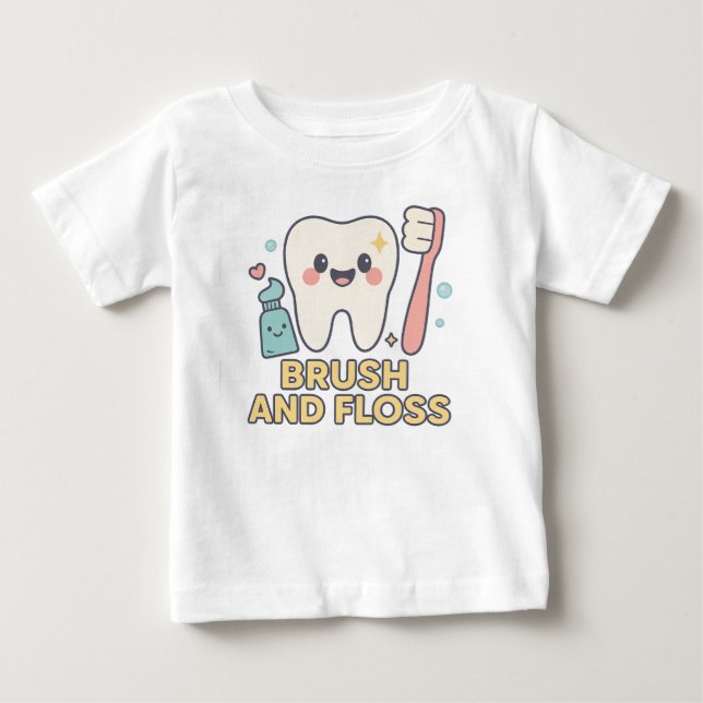 Camiseta Cartoon dos dentes-cegos - Higiene dental do pince (Frente)