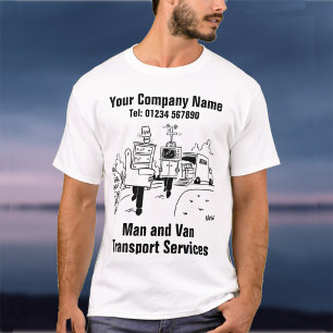 Camiseta Cartoon dos Serviços de Transporte de Man e Van