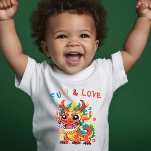 Camiseta Cartoon Dragão Ano Novo Chinês Fu Presente para Cr