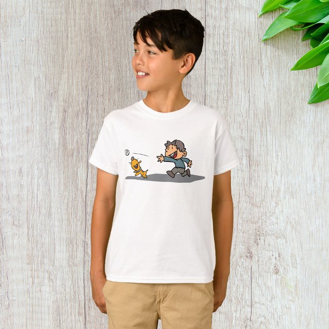 Camiseta Cartoon e Cachorro Brincando (Criador carregado)
