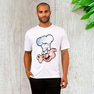 Camiseta Cartoon Engraçado Chef de Porco com Chapéu