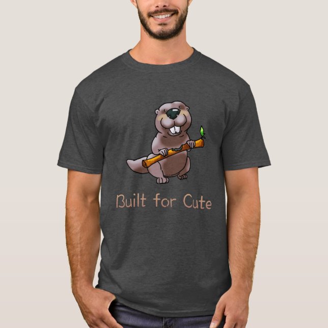 Camiseta Cartoon Engraçado de Castor – Construído para ser  (Frente)