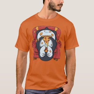 Camiseta Cartoon engraçado de pizza de pinguim comida itali