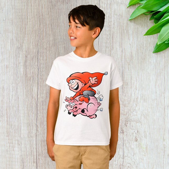 Camiseta Cartoon Engraçado Gnomo Voando (Criador carregado)