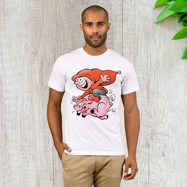 Camiseta Cartoon Engraçado Gnomo Voando (Criador carregado)