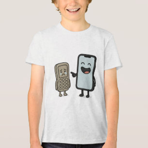 Camiseta Cartoon engraçado - novo smartphone vs telefone an
