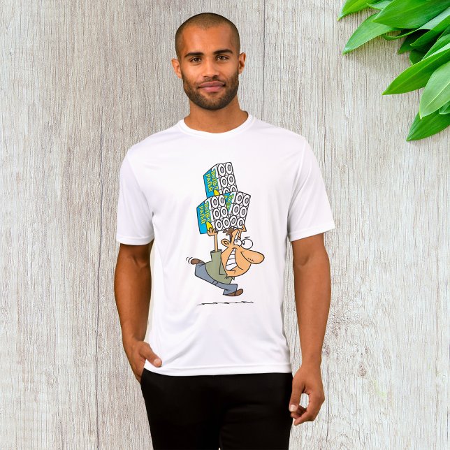 Camiseta Cartoon Engraçado Pânico Comprando Papel de Banhei (Criador carregado)