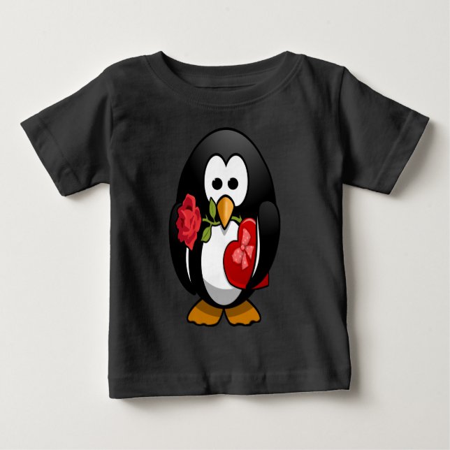 Camiseta Cartoon Engraçado Pinguim Dia de os namorados Boni (Frente)