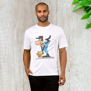 Camiseta Cartoon engraçado Pitcher jogando bola no chão