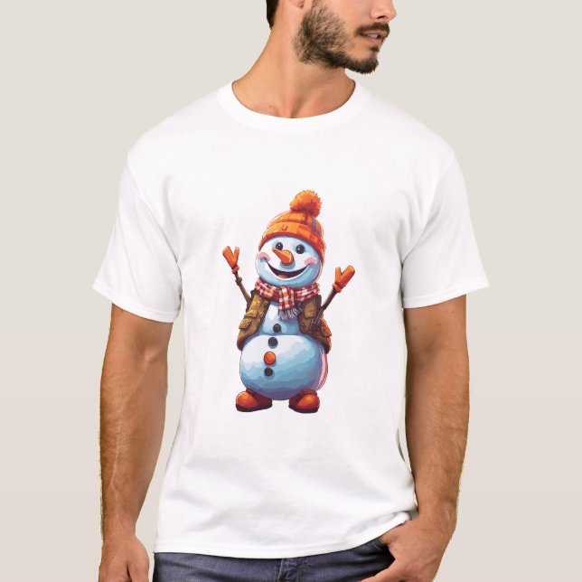 Camiseta Cartoon engraçado Snowman (Frente)