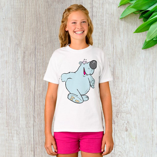 Camiseta Cartoon Engraçado Urso Polar Um Caráter Azul (Criador carregado)