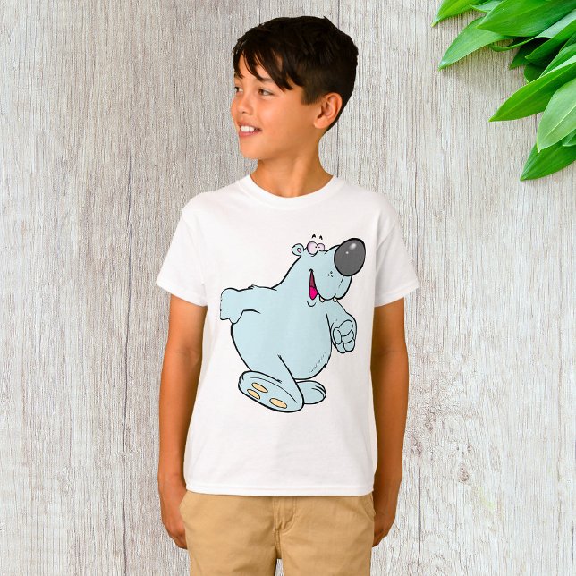 Camiseta Cartoon Engraçado Urso Polar Um Caráter Azul (Criador carregado)
