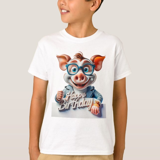 Camiseta Cartoon Feliz Aniversário Ilustração Bonitinha (Frente)