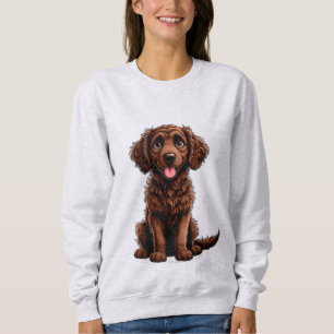 Camiseta Cartoon Feliz do Cachorro com Pelo Enrolado Sorrid