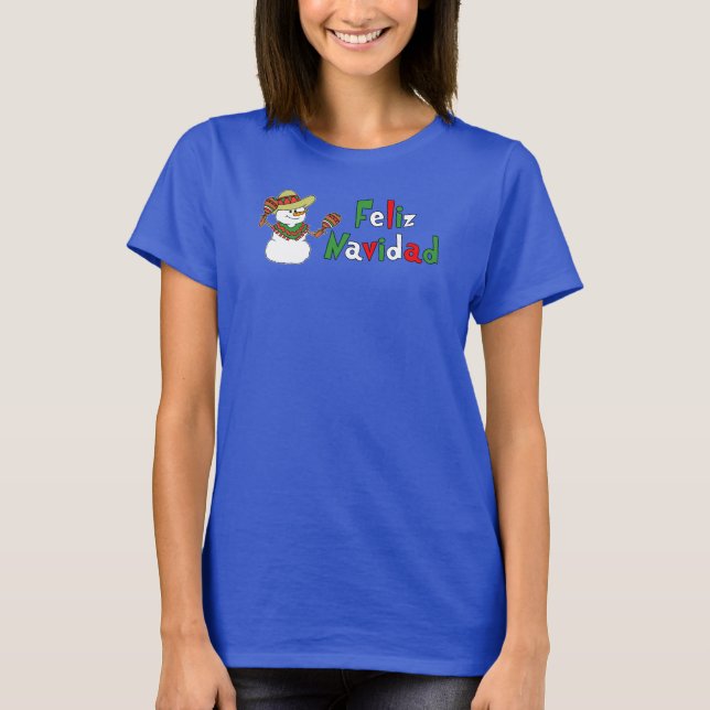 Camiseta Cartoon Feliz Navidad Espanhol (Frente)
