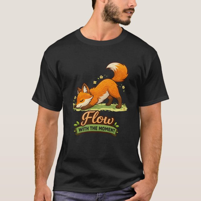 Camiseta Cartoon Fox Downward Dog Yoga Design (Frente)