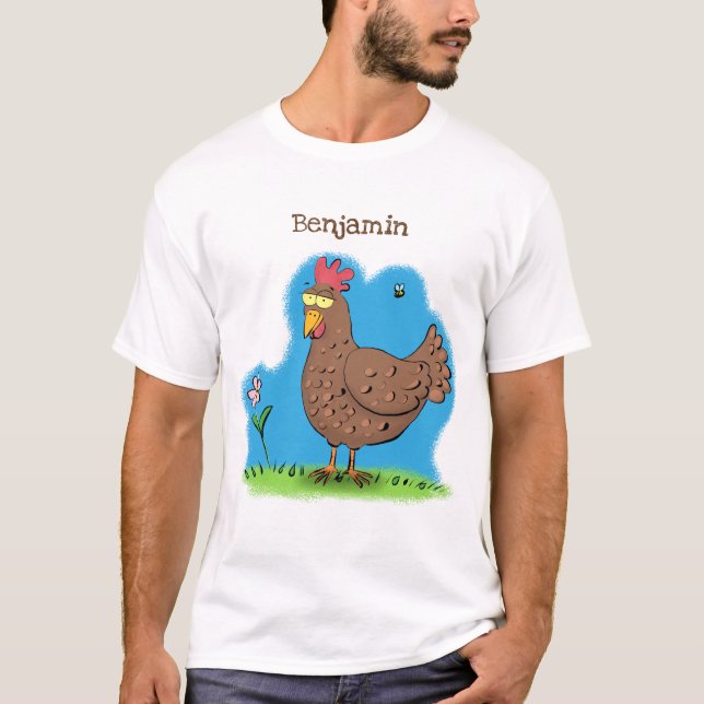Camiseta Cartoon galinha rústico (Frente)