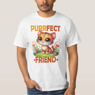 Camiseta Cartoon Gato de Gato Laranja Gato Puro