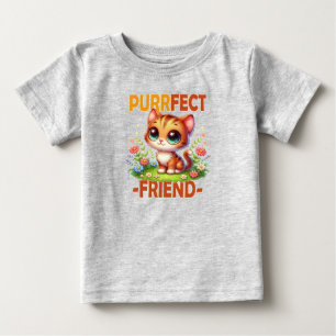 Camiseta Cartoon Gato de Gato Laranja Gato Puro