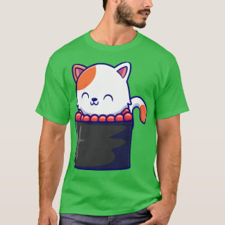Camiseta Cartoon Gato Gato Sushi
