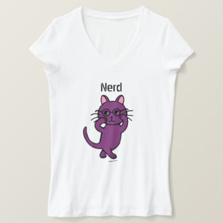 Camiseta Cartoon Gato Nerd Engraçado