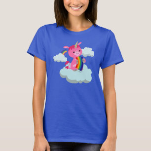 Camiseta Cartoon Gelado-Arco-Íris, Unicórnio Mulher-Camis