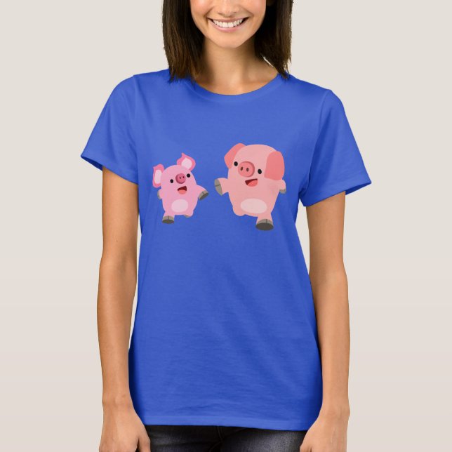 Camiseta Cartoon Gelado Porco Mulher Camisa-T (Frente)