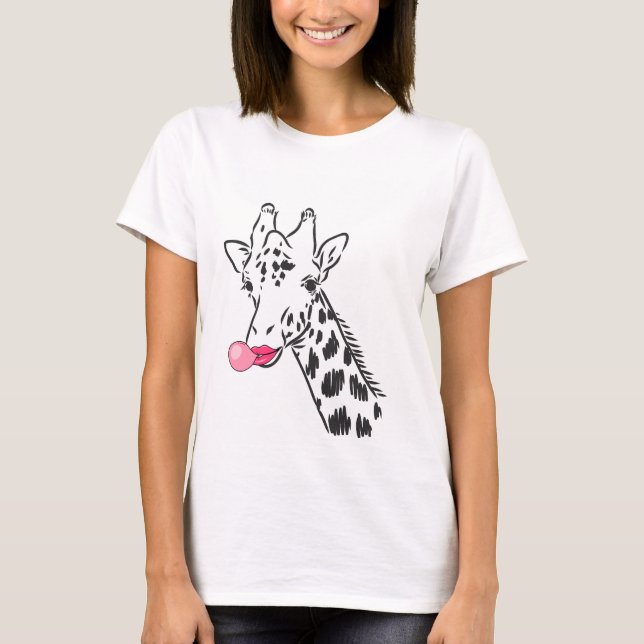 Camiseta Cartoon Giraffe Impressão (Frente)