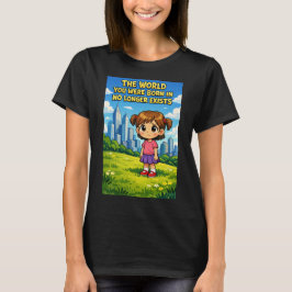 Camiseta Cartoon Girl Lost Innocence Past vs Future Graphic
