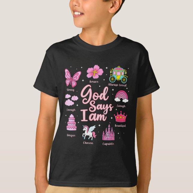 Camiseta Cartoon God Say I Am Princess Girl Kids  (Frente)