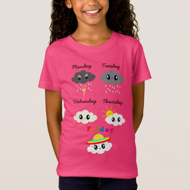 Camiseta Cartoon Gráfico das Nuvens de Kawaii, Coloridas En (Frente)